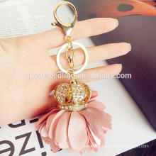 latest design beautiful flower crown crystal custom keychain